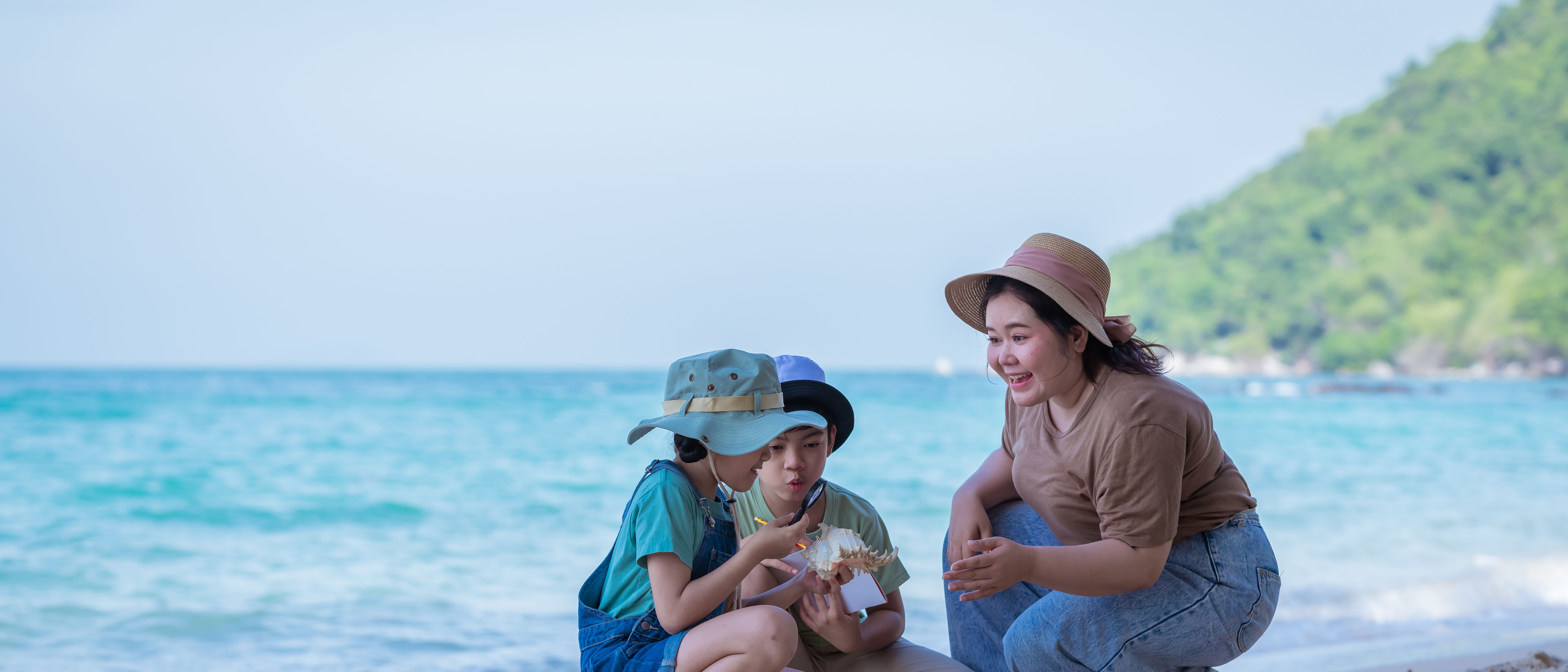 Family at the beach side.