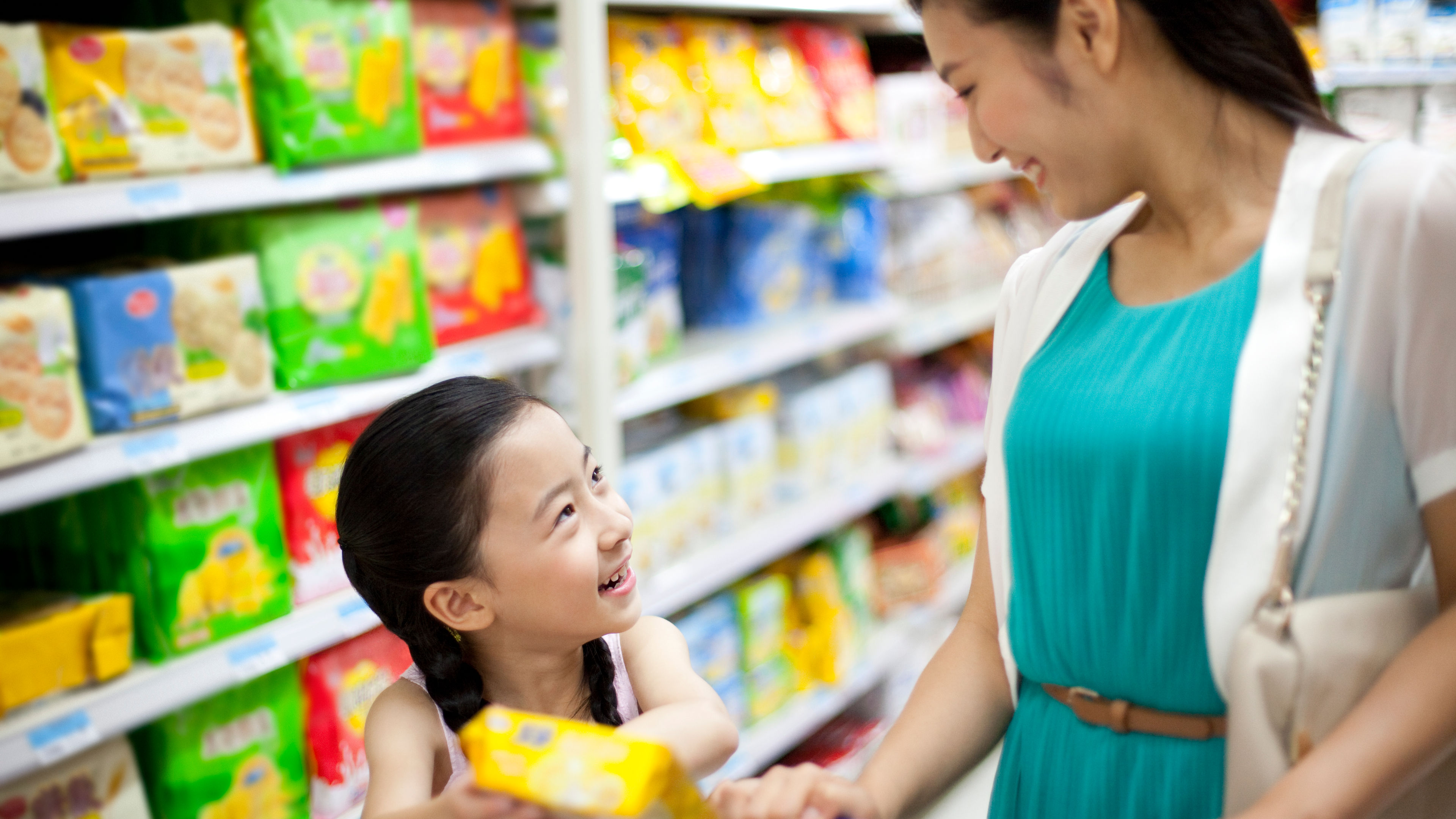 Mother and daughter shopping.
